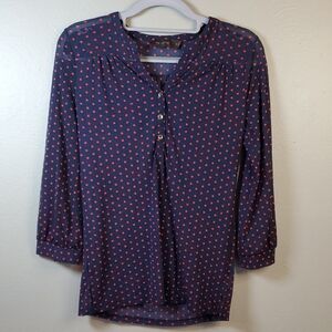 The Limited women's sheer long sleeve blouse. Blue & pink, size XS